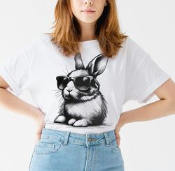 Bunny With Sunglasses Cute New Animal T-shirt For Women Fun