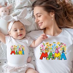 Floral Super Mario Mama and Mini Matching Shirt MotherS Da