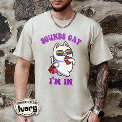 LGBT Pride Shirt, Say Gay Im In Shirt,Rainbow Cat Shirts, Cat Lover Shirt, LGBT Ally Cat Shirt, Purride Cat Shirt