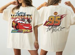 Two sided Retro Lightning Mcqueen Shirt, Lightning McQueen 95 Shirt, Piston Cup Shirt, Pixar Cars Shirt, Disneyland Shir