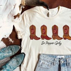 Western Dr. Pepper Girly Shirt, Crispy Coke Girl Soda Girl Cowgirl Boot Shirt