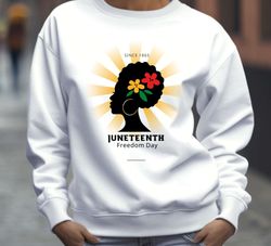 juneteenth freedom day t-shirt, floral afro silhouette, black history tee, unique gift for her - since 1865, juneteenth