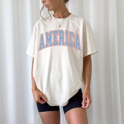 America T-Shirt, Fourth Of July Shirt T-Shirt, Usa Shirt, Summer Bbq T-Shirt, Comfort Colorsr Womens 4Th Of July Shirt