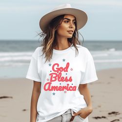 God Bless America T-Shirt, 4Th Of July Shirt, Womens Graphic Shirt, Patriotic Shirt, Retro America Shirt