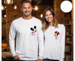 Custom Disney Mickey Minnie Valentines Shirt, Couple Valentines Day Pocket Sweat