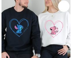Disney Stitch and Angel Valentines Day Shirts, Disney Honeymoon Shirts, Disney V