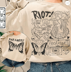 Paramore Doodle Art Shirt, 2 Side Vintage Paramore Album Lyric Merch Tee Sweatshirt Hoodie, Retro Paramore Tattoo Tour
