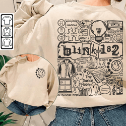 Blink 182 Doodle Art Shirt, 2 Side Vintage Blink 182 Merch Album Lyric Art Sweatshirt Hoodie, Blink 182 Tour