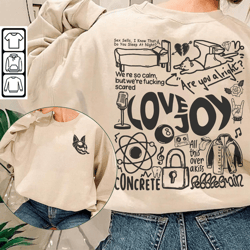 Lovejoy Doodle Art Shirt, 2 Side Vintage Lovejoy Merch Lyric Album Sweatshirt Hoodie, Lovejoy Tattoo Tour