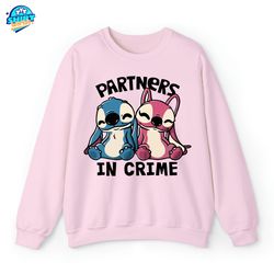 partners in crime cute lover, stitch x disney happy valentine day, stitch shirt, valentine gift, love shirt, stitch gift