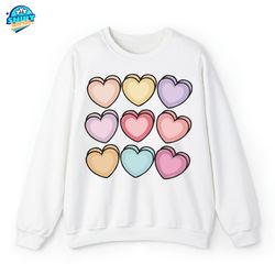 valentine hearts sweatshirt, valentines day gift, retro valentine t-shirt, valentine gift for her,valentine era hoodie,g
