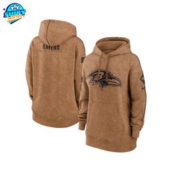 Baltimore Ravens Nike Brown Salute to Service Club Fleece Pullover Hoodie, Ravens Stitched Brown Hoodie, Baltimore Raven