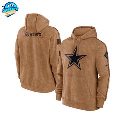 Dallas Cowboys Nike Brown Salute to Service Club Fleece Pullover Hoodie, Cowboys Stitched Brown Hoodie, Dallas Cowboys F