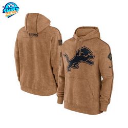 Detroit Lions Nike Brown Salute to Service Club Fleece Pullover Hoodie, Detroit Stitched Brown Hoodie, Detroit Lions Fan