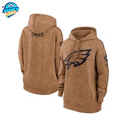 Philadelphia Eagles Nike Brown Salute to Service Club Fleece Pullover Hoodie, Eagles Stitched Brown Hoodie Fly Eagles Fl