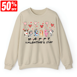 Bluey Family And Friends Valentine Shirt, Happy Valentine Cartoon Shirt, Valentine Dog Cartoon, Valentine Movie, Happy V