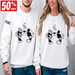 Personalized Mickey and Minnie Valentine T-Shirt, Couple Shirt, Customized Disneyland Valentine Shirt, Custom Initial Sh