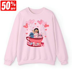 Valentine Stitch And Lilo Angel Sweatshirt, Disney Stitch Valentine Shirt, Womens Valentine Shirt. Valentines Day Tee, D