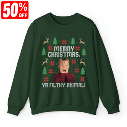 Merry Christmas Ya Filthy Animal Shirt, Funny Xmas TShirt, Holiday Retro Graphic Tee, Gift For Her, Home Alone Fan Shirt