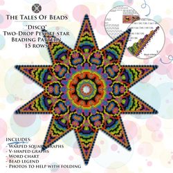 Two-Drop Peyote Star Pattern - Disco / Beaded Ten Point Stars Seed Bead Patterns