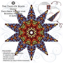 two-drop peyote star pattern - doily / beaded ten point stars seed bead patterns
