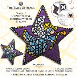 Angel Peyote Star Pattern / Seed Bead Christmas Ornament Beaded Star Pattern Stained Glass