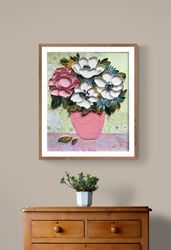Original Quilling Paper Art | Paper painting | Bouquet with anemones | Wall Art | Home decor