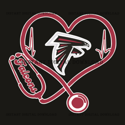 Atlanta Falcons Heart Stethoscope Svg,Nfl svg, Football svg file, Football logo,Nfl fabric, Nfl football