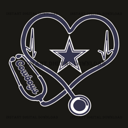 Dallas Cowboys Heart Stethoscope Svg,Nfl svg, Football svg file, Football logo,Nfl fabric, Nfl football