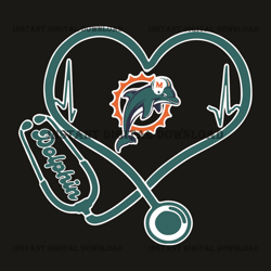 Miami Dolphins Heart Stethoscope Svg,Nfl svg, Football svg file, Football logo,Nfl fabric, Nfl football