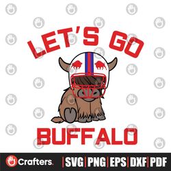 Lets Go Buffalo NFL Highland Cow Football PNG