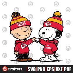 Charlie Brown And Snoopy Go Chiefs SVG