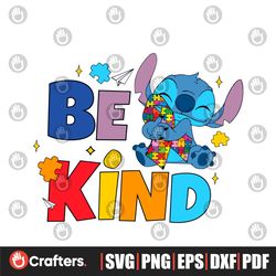 Stitch Be Kind Autism Cartoon SVG