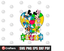 Support Squad Autism Disney Friends SVG