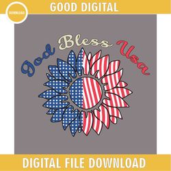 God Bless USA 4th Of July Sunflower SVG