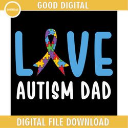 Love Autism Dad Blue Ribbon Puzzle SVG