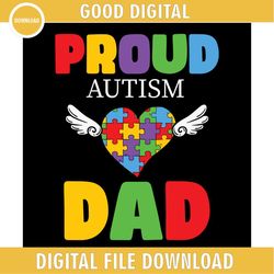 Proud Autism Dad Angel Wing Heart Shape Puzzle SVG