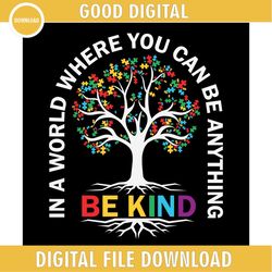 Anything Be Kind Autism Awareness Puzzle Tree SVG