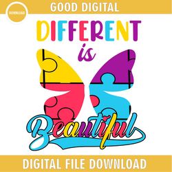 Different Is Beautiful Autism Butterfly Puzzle SVG