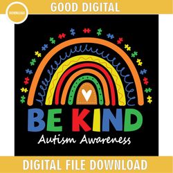 Be Kind Autism Awareness Day Puzzle Rainbow SVG