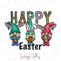 Happy Easter Day Bunny Ears Gnomes Holding Egg PNG