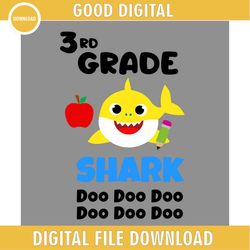 3rd Grade Yellow Little Baby Shark Doo Doo SVG