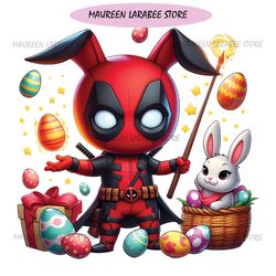 Chibi Bunny Deadpool Happy Easter PNG