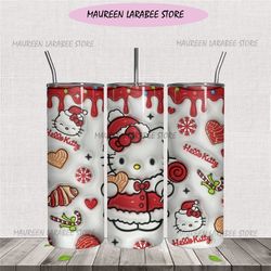 3d christmas hello kitty candy tumbler wrap png