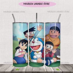 Doraemon And Friends Happy Together Tumbler PNG