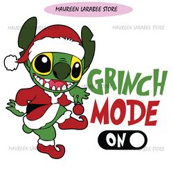Stitch Grinch Mode On SVG, Stitch Santa SVG, Christmas SVG, Grinch SVG