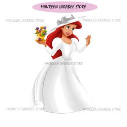 Little Mermaid Princess Ariel in A White Dress PNG
