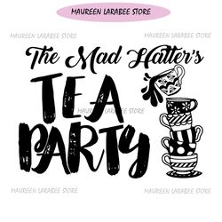 the mad hatter tea party tea cups silhouette svg