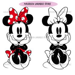 Minnie Mouse Vintage Cute Cuddly Sitting 2 3 color layered SVG Clipart Images Digital Download Sublimation Cricut Cut