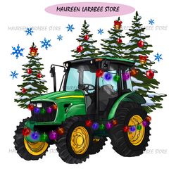 Green Tractor Christmas Tree Png Sublimation Design, Green Tractor Png, Farm Tractor Png, Christmas Farm Tractor Png